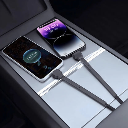 Armrest Box Hidden Expansion Dock with Retractable Fast Charging for Tesla Model 3 Highland (2023.10+) & Model Y Juniper (2025+)