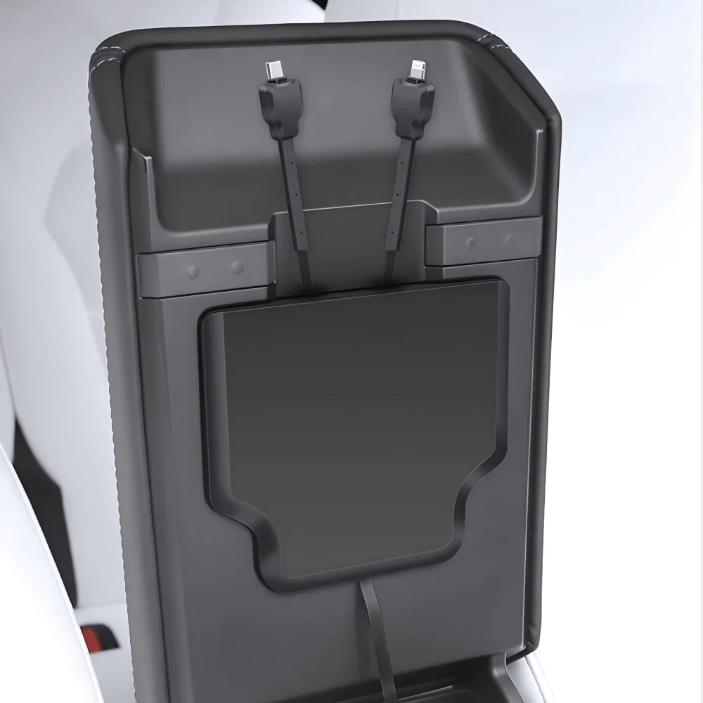 Armrest Box Hidden Expansion Dock with Retractable Fast Charging for Tesla Model 3 Highland (2023.10+) & Model Y Juniper (2025+)