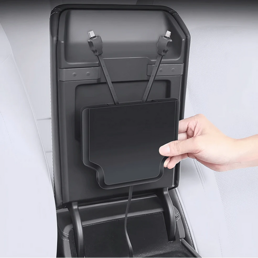 Armrest Box Hidden Expansion Dock with Retractable Fast Charging for Tesla Model 3 Highland (2023.10+) & Model Y Juniper (2025+)
