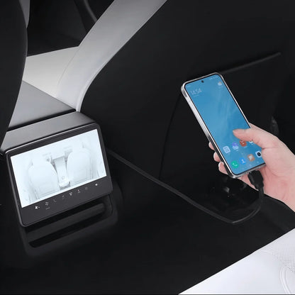 Armrest Box Hidden Expansion Dock with Retractable Fast Charging for Tesla Model 3 Highland (2023.10+) & Model Y Juniper (2025+)