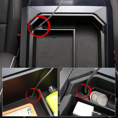 Double-Layer Armrest Storage Box for Tesla Cybertruck 2024+ | Premium ABS Organizer with Anti-Slip Liner