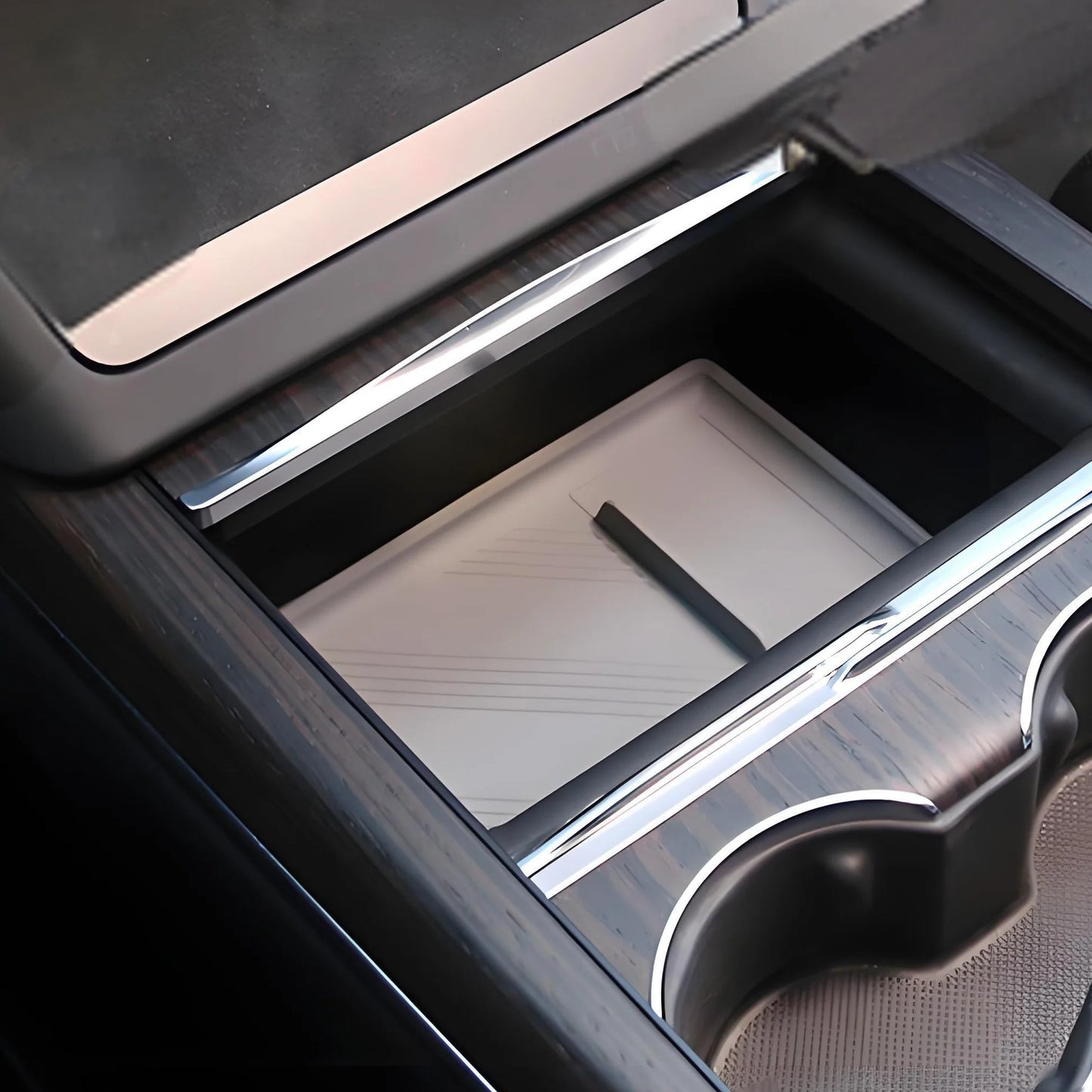 Armrest Storage Box Organizer for Tesla Model S & Model X (2022-On) | Custom-Fit TPE Sliding Tray Insert