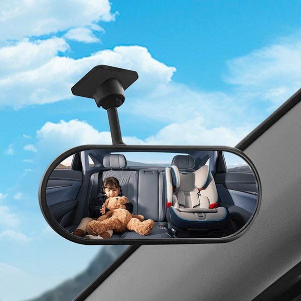 Tesla Baby Car Rear View Mirror for Infants & Toddlers | 360° Adjustable Wide-Angle Safety Mirror | Clip-On or Adhesive Installation | Shatterproof ABS Glass