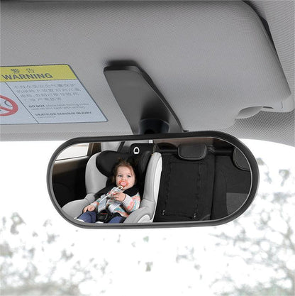 Tesla Baby Car Rear View Mirror for Infants & Toddlers | 360° Adjustable Wide-Angle Safety Mirror | Clip-On or Adhesive Installation | Shatterproof ABS Glass