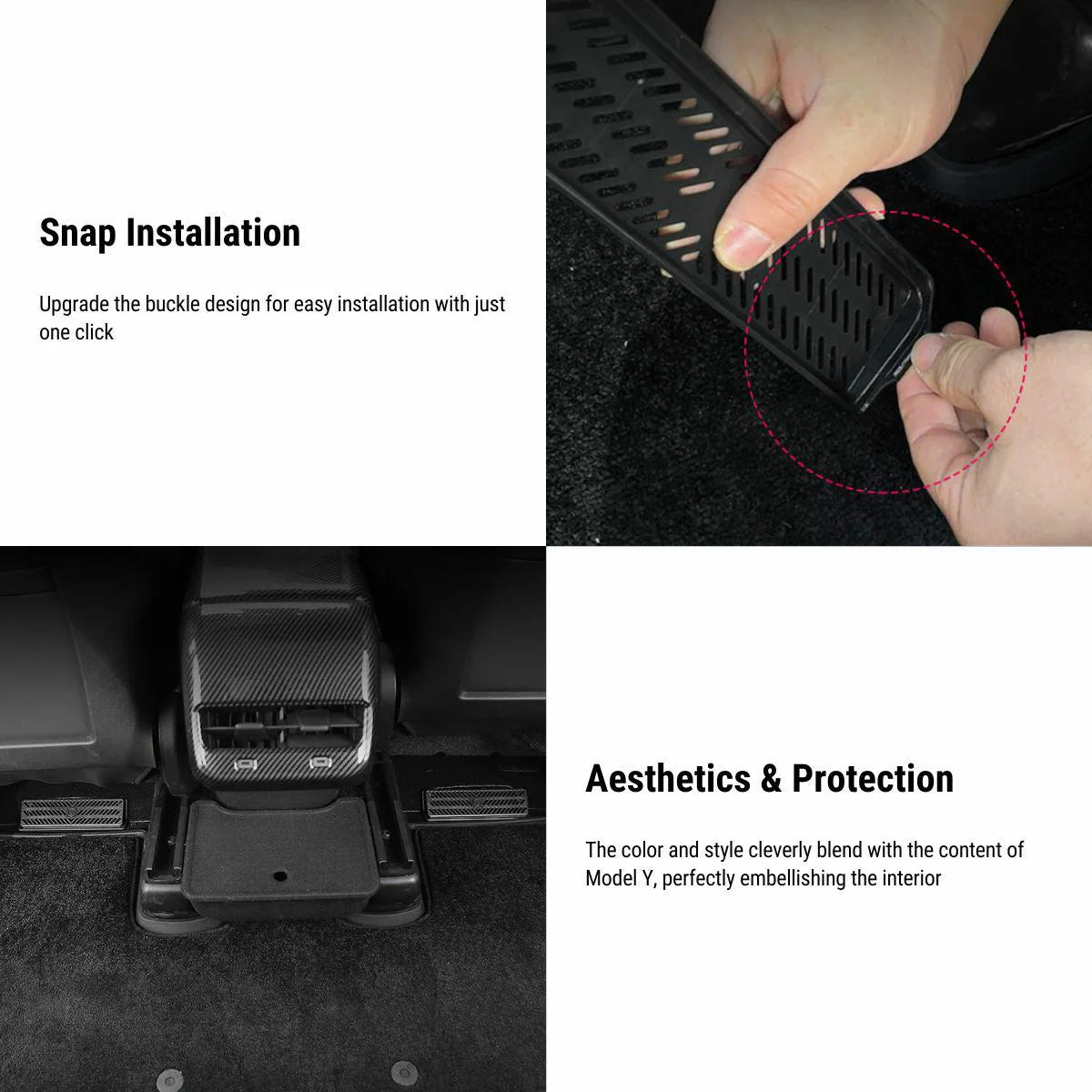 Backseat Air Vent Cover for Tesla Model Y  Parts (2020–2024), ABS Under-Seat Air Outlet Protector, Anti-Blockage & Ventilation Guard