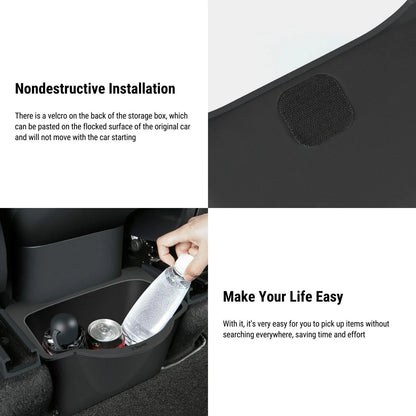 Rear Center Console Organizer for Tesla Model 3 Highland (2024+) / Model Y (2020–2025) | Flocked OEM Fit | Noiseless Silicone | Waterproof & Easy-Clean Design