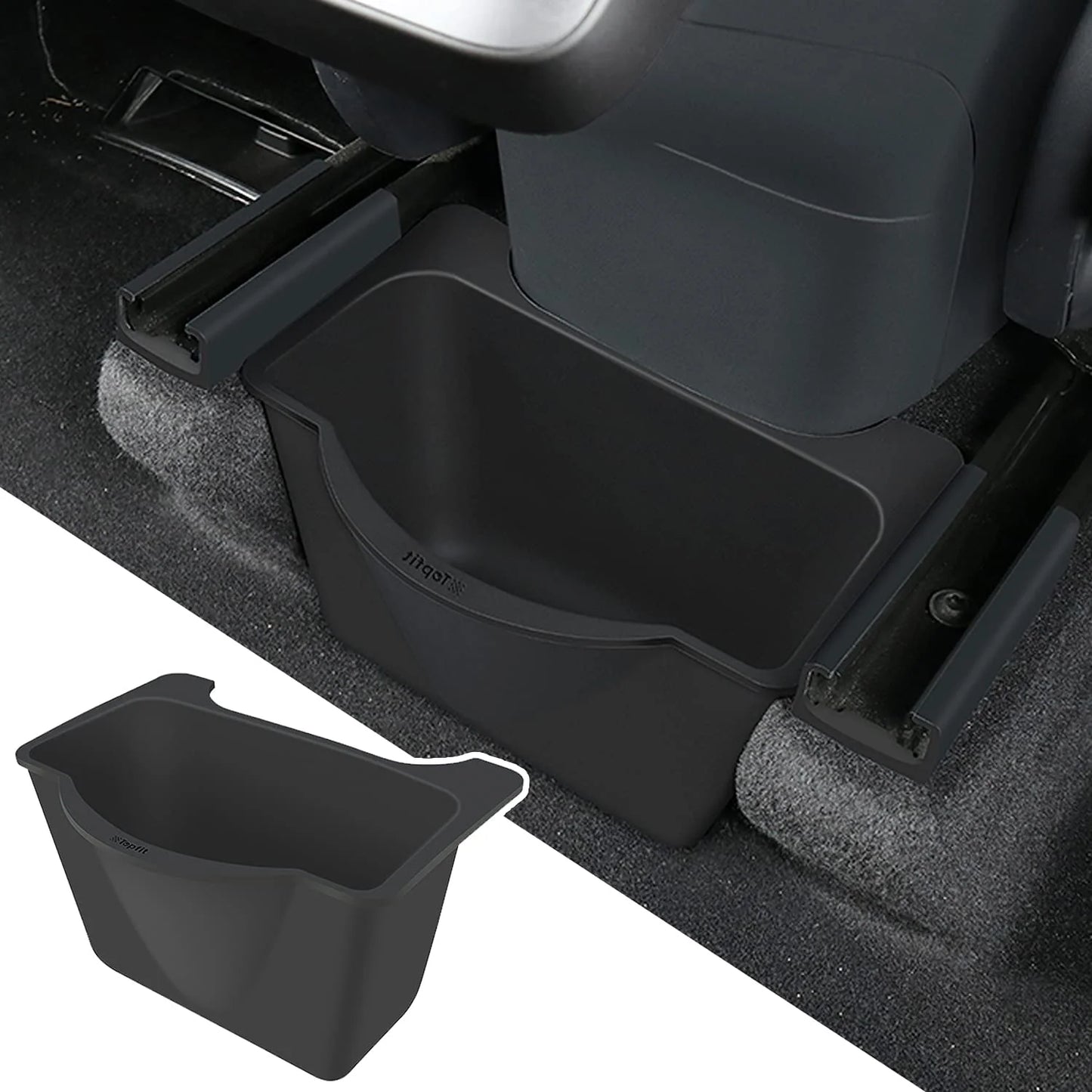 Rear Center Console Organizer for Tesla Model 3 Highland (2024+) / Model Y (2020–2025) | Flocked OEM Fit | Noiseless Silicone | Waterproof & Easy-Clean Design