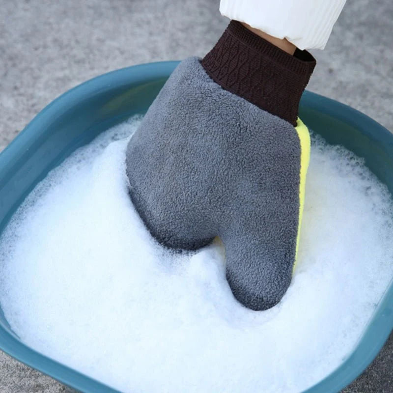 Bear Paw Coral Fleece Car Cleaning Gloves for Tesla Model S/Y/X/3 – Ultra-Soft, Lint-Free Wiping Mitts (2PCS)