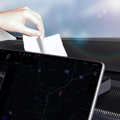 Behind-Screen Silicone Storage Box for Tesla Model 3 & Model Y – Heat-Resistant, Noise-Reducing Organizer with Magnetic Holder