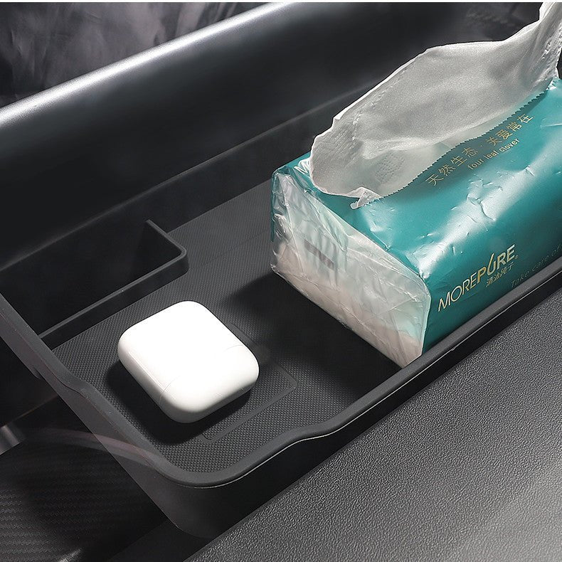 Behind-Screen Silicone Storage Box for Tesla Model 3 & Model Y – Heat-Resistant, Noise-Reducing Organizer with Magnetic Holder