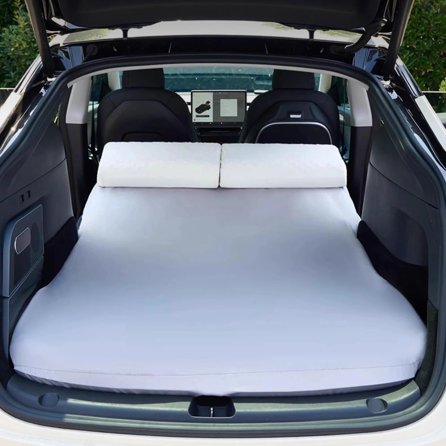 Upgraded Car Camping Mattress for Tesla Model Y Juniper – Amber Silk Fabric, Memory Foam, Anti-Slip Design