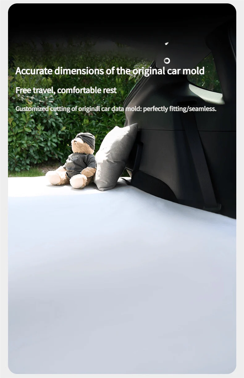 Upgraded Car Camping Mattress for Tesla Model Y Juniper – Amber Silk Fabric, Memory Foam, Anti-Slip Design