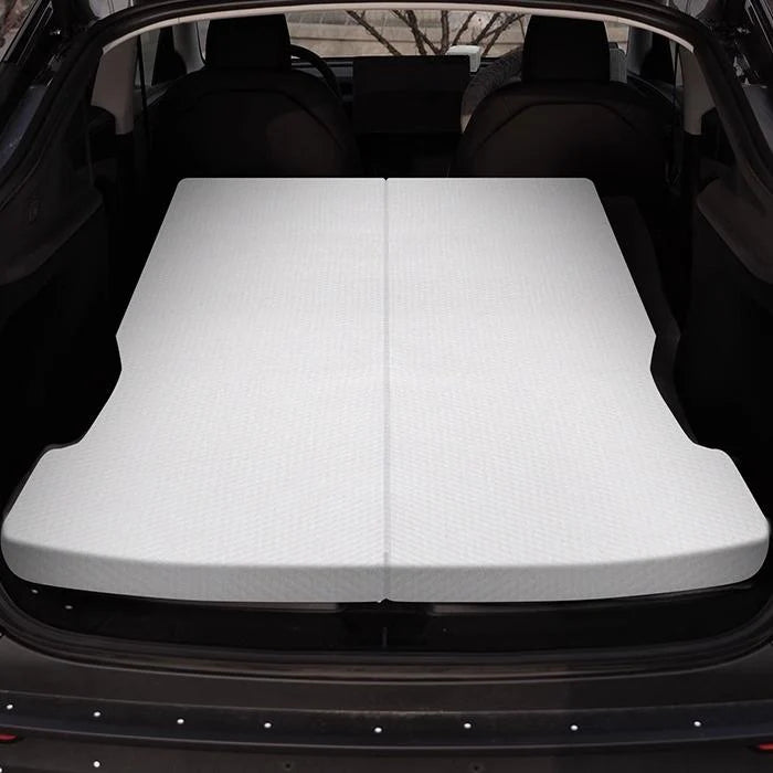 Upgraded Car Camping Mattress for Tesla Model Y Juniper – Amber Silk Fabric, Memory Foam, Anti-Slip Design