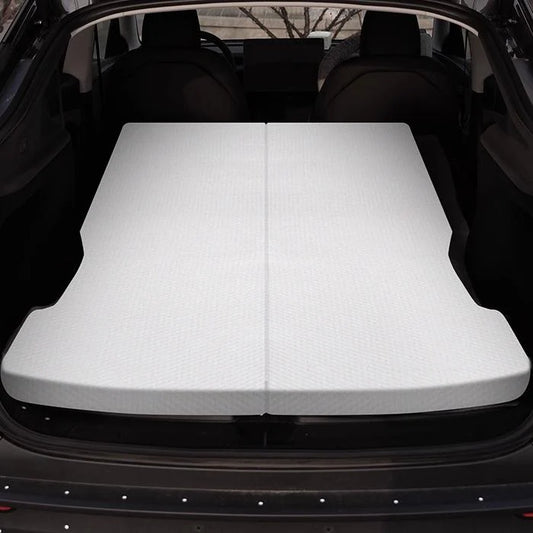 Upgraded Car Camping Mattress for Tesla Model Y Juniper – Amber Silk Fabric, Memory Foam, Anti-Slip Design