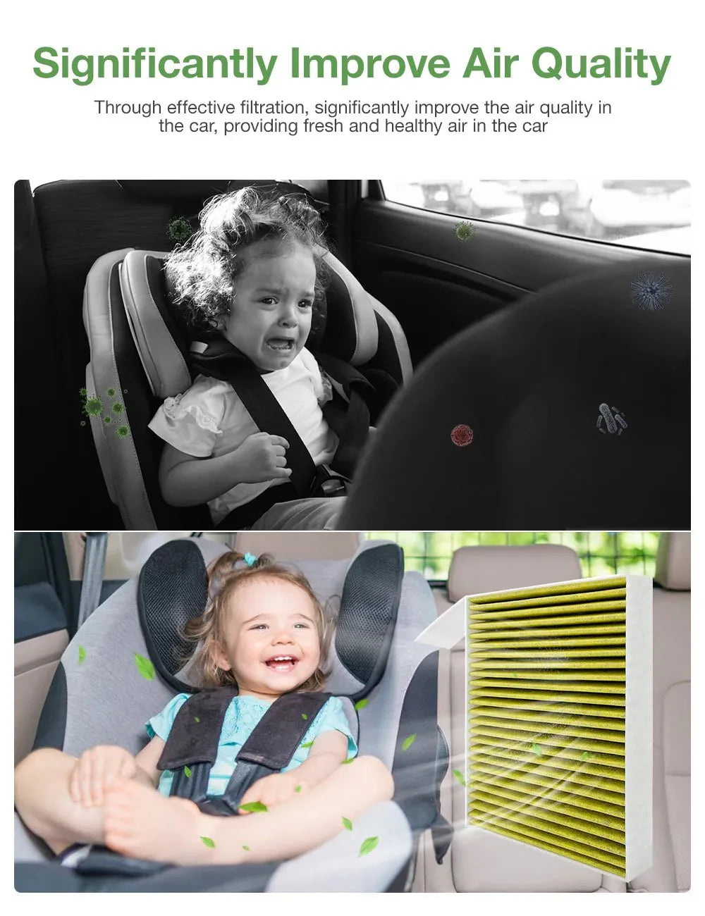 HEPA Cabin Air Filter Replacement for Tesla Model 3 & Model Y (2017–2026) – Activated Carbon, Odor & PM2.5 Protection