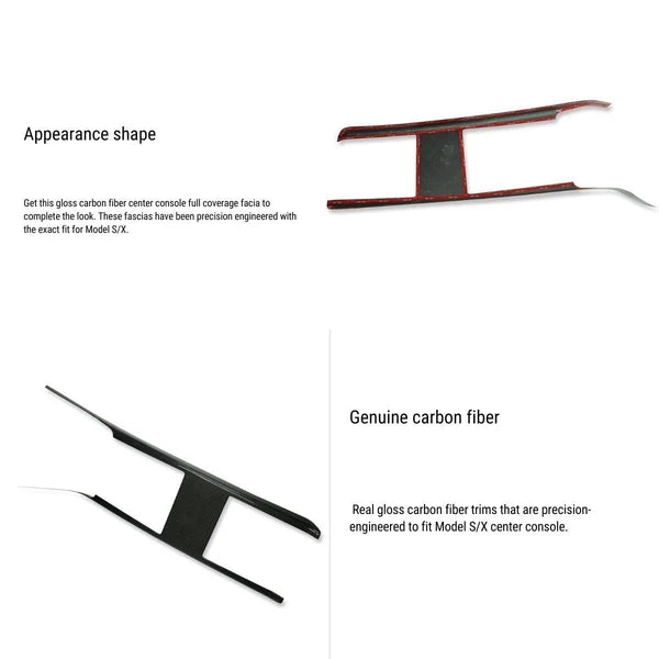 Carbon Fiber Center Console Trim Panel for Tesla Model S/X (2022+) – Full Cover Interior Upgrade