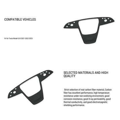 Carbon Fiber Yoke Steering Wheel Trim Cover for Tesla Model S/X (2021+) – Real Carbon Fiber Interior Upgrade