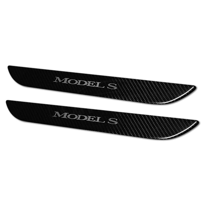 Carbon Fiber Textured Front Door Sill Protector for Tesla Model S 2016–2018