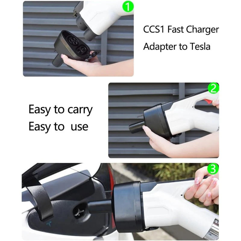 CCS1 & J1772 2-in-1 Charging Adapter for Tesla – Fast & Level 2 Charging Support