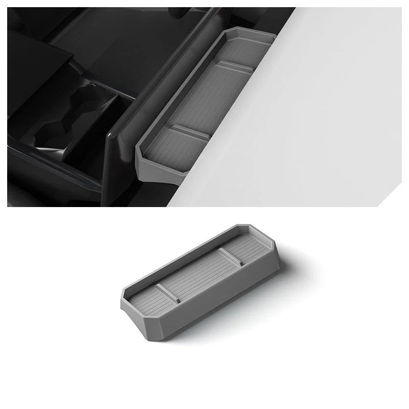 Behind-Screen Center Console Storage Box for Tesla Cybertruck (2024 & Newer) – Anti-Slip Silicone Organizer Tray