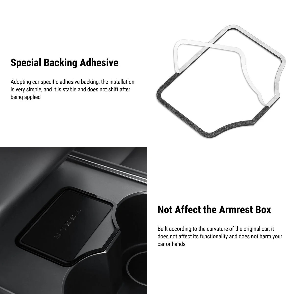 Acrylic Center Console Key Card Holder for Tesla Model 3 & Model Y (Pre-Highland) – Gloss Black Anti-Slip Card Slot with 3M Adhesive