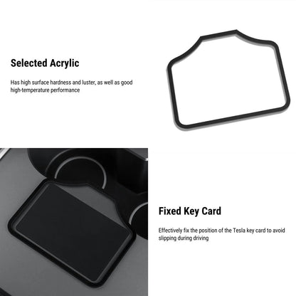 Acrylic Center Console Key Card Holder for Tesla Model 3 & Model Y (Pre-Highland) – Gloss Black Anti-Slip Card Slot with 3M Adhesive