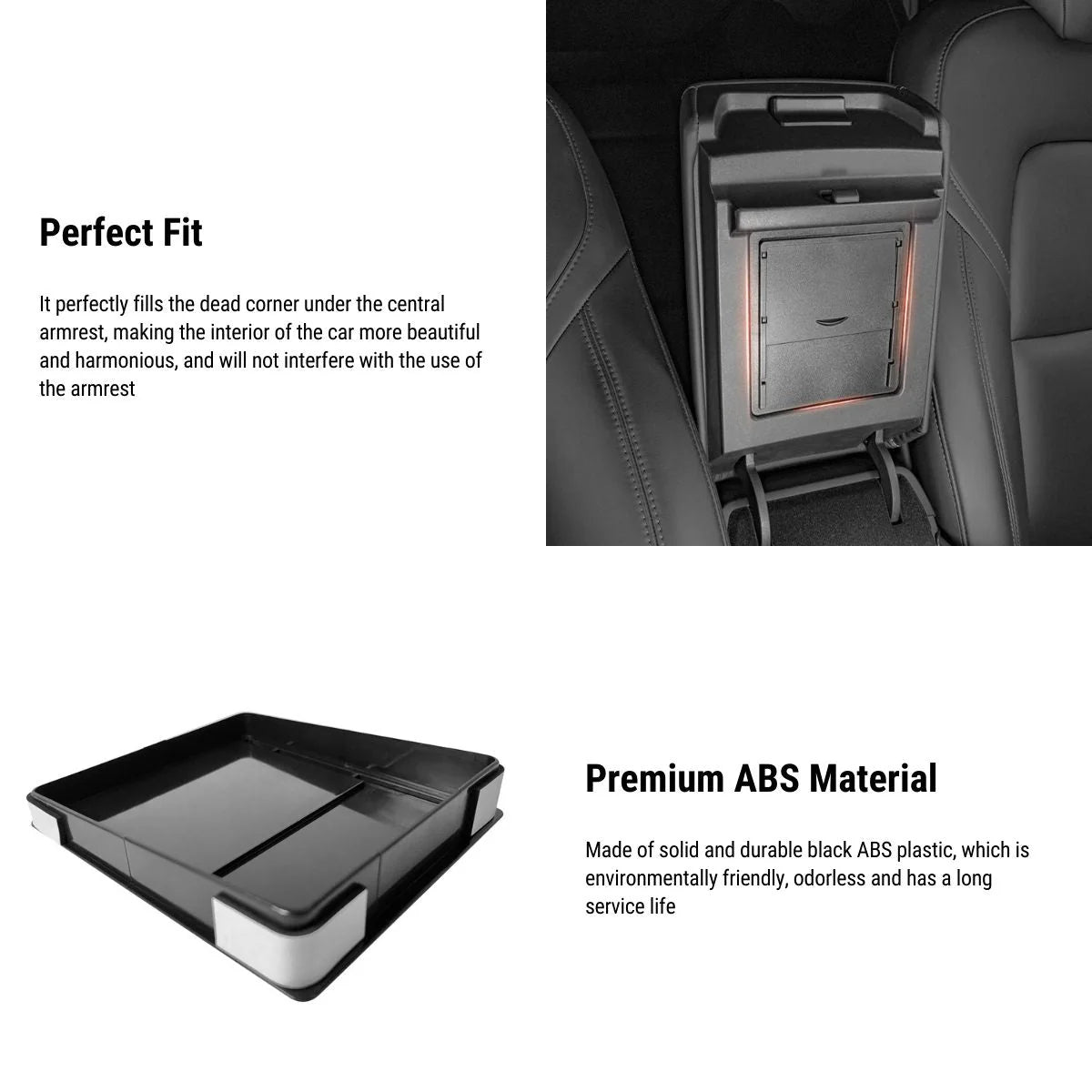 Center Console Armrest Hidden Storage Box for Tesla Model 3 (2017–2023.10) & Model Y (2020–2024) | Premium ABS Organizer with OEM Fit