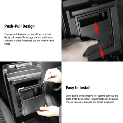Center Console Armrest Hidden Storage Box for Tesla Model 3 (2017–2023.10) & Model Y (2020–2024) | Premium ABS Organizer with OEM Fit