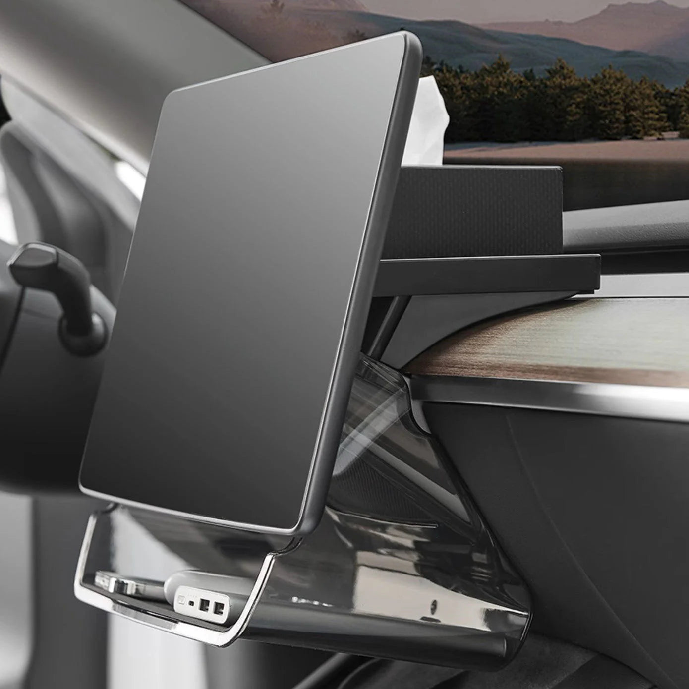 Tesla Model 3 & Model Y Center Console Organizer | Under Screen Storage with Magnetic & Solar ETC Support