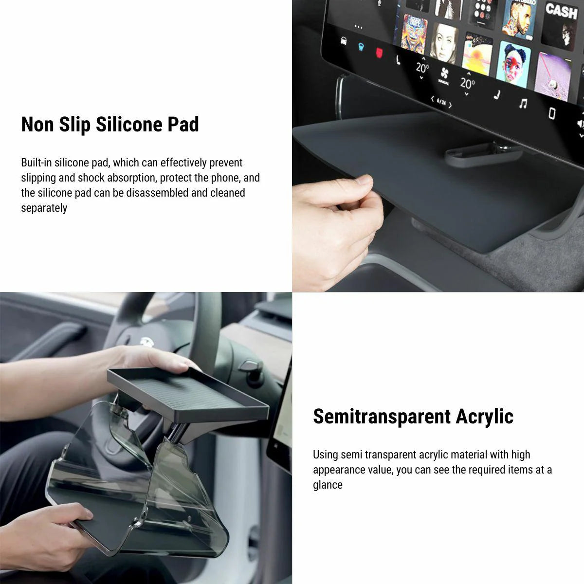 Tesla Model 3 & Model Y Center Console Organizer | Under Screen Storage with Magnetic & Solar ETC Support