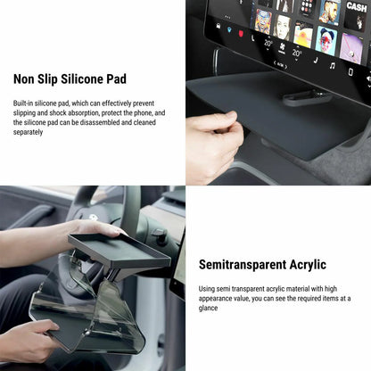 Tesla Model 3 & Model Y Center Console Organizer | Under Screen Storage with Magnetic & Solar ETC Support