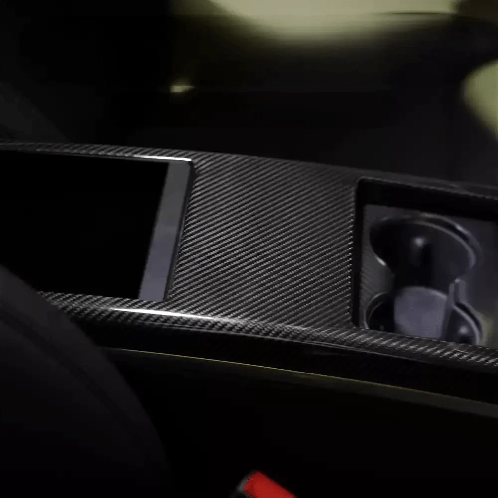 Center Console Side Trim Dry Carbon Fiber Overlay for Tesla Model S/X (2021+) – Real Dry Molded Carbon Fiber Interior Upgrade