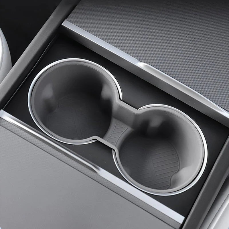 Premium Center Console Cup Holder Insert for Tesla Model 3 Highland (2024+) & Model Y Juniper | Spill-Resistant Silicone Stabilizer