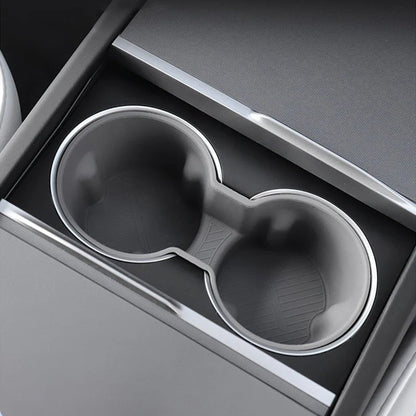 Premium Center Console Cup Holder Insert for Tesla Model 3 Highland (2024+) & Model Y Juniper | Spill-Resistant Silicone Stabilizer