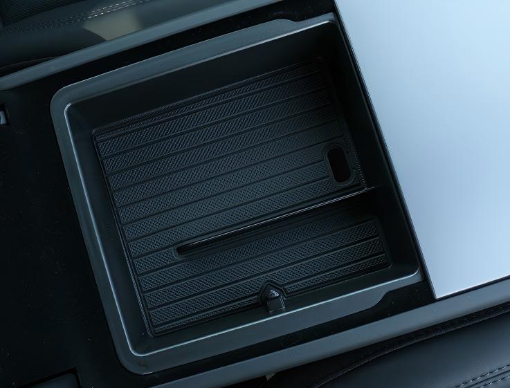 Center Console Tray Organizer for Tesla Model 3 Highland (2024+) / Model Y Juniper (2025+) — Armrest Storage Box with Flocking or ABS + Silicone Insert