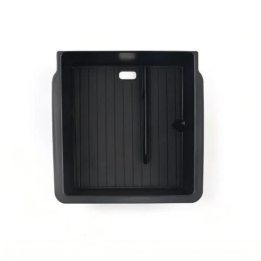 Center Console Tray Organizer for Tesla Model 3 Highland (2024+) / Model Y Juniper (2025+) — Armrest Storage Box with Flocking or ABS + Silicone Insert