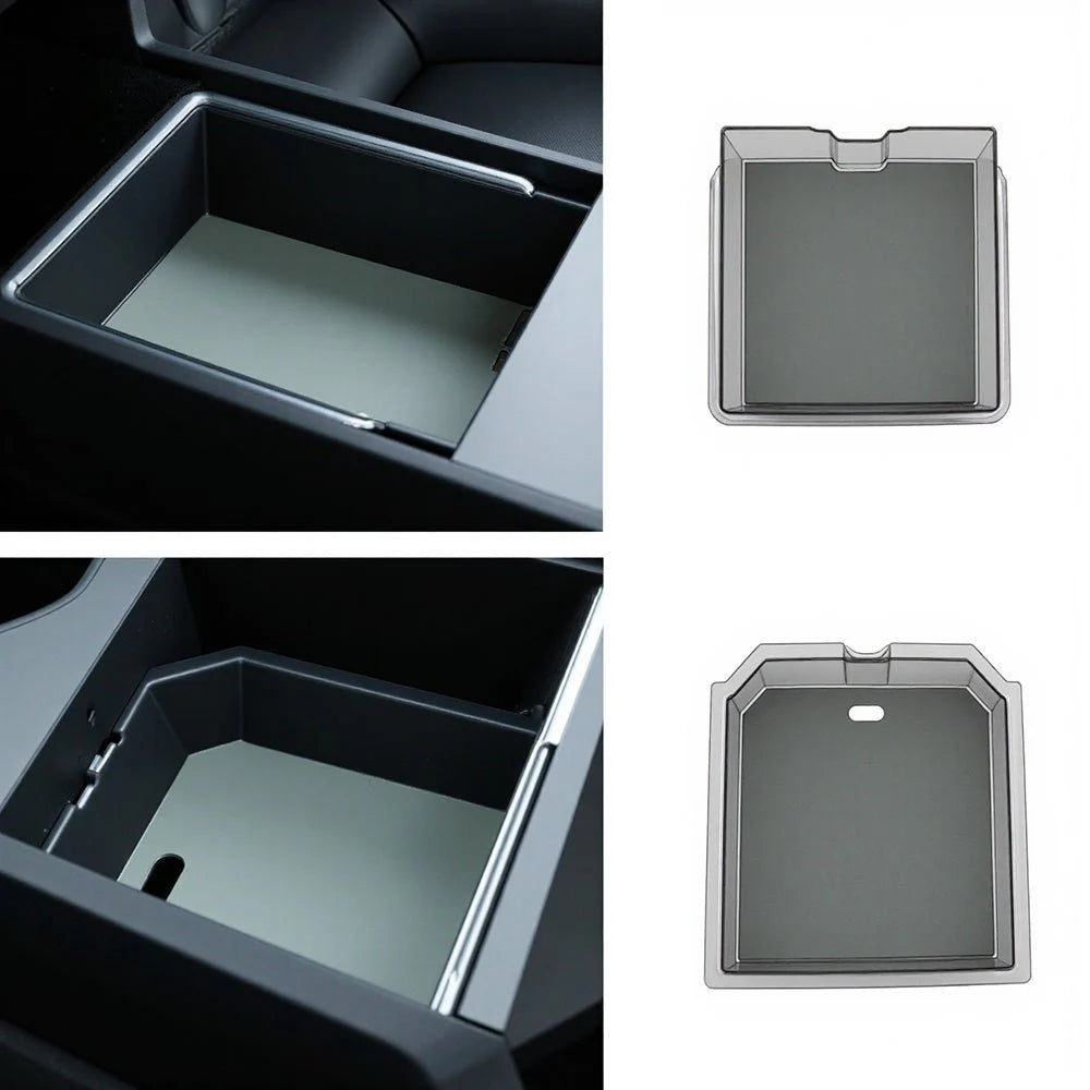 Center Console Tray & Armrest Organizer for Tesla Model 3 Highland (2024+) & New Model Y — Custom-Fit TPE Storage Box