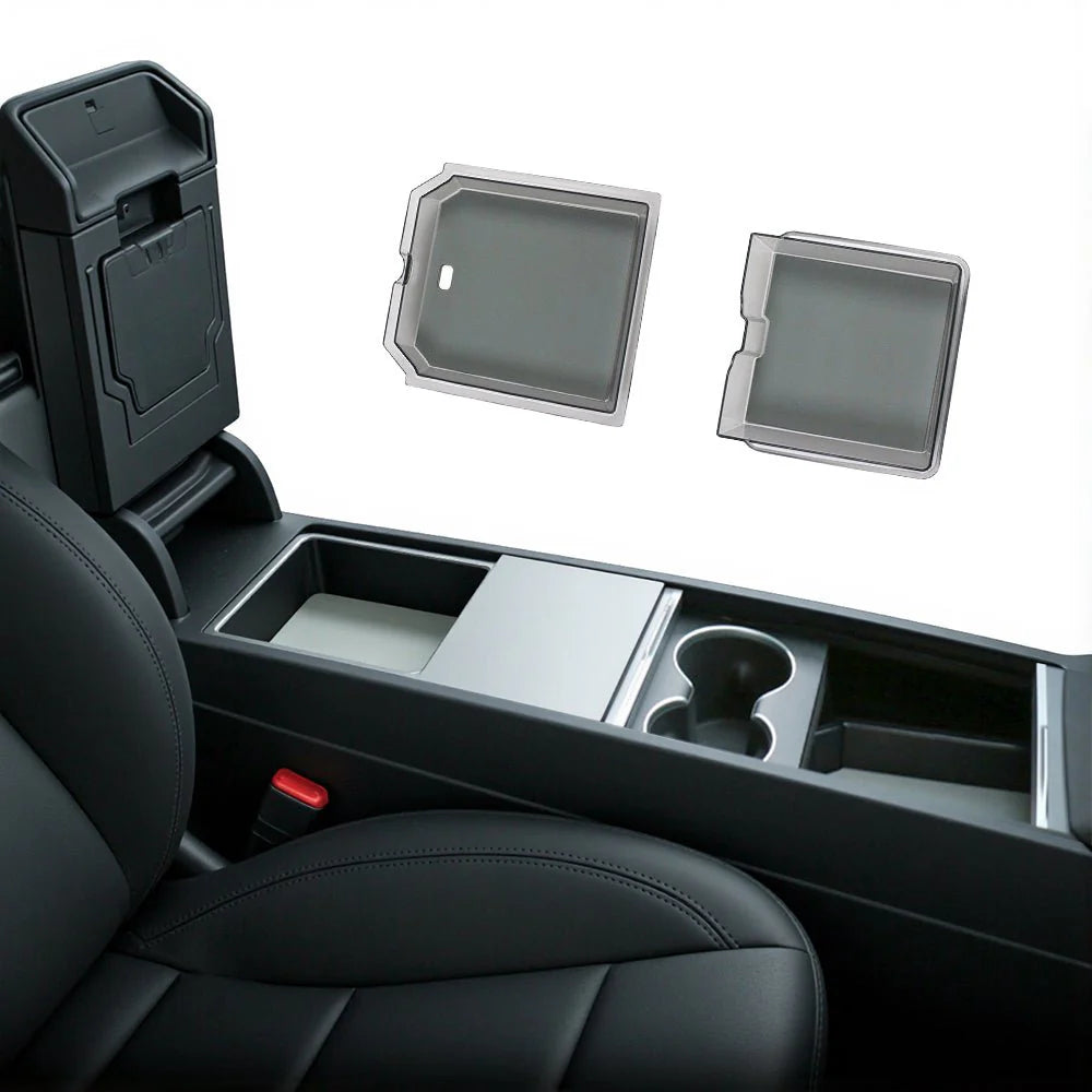 Center Console Tray & Armrest Organizer for Tesla Model 3 Highland (2024+) & New Model Y — Custom-Fit TPE Storage Box