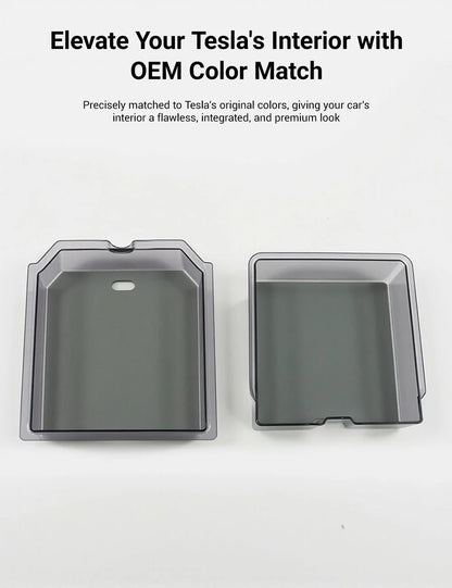 Center Console Tray & Armrest Organizer for Tesla Model 3 Highland (2024+) & New Model Y — Custom-Fit TPE Storage Box