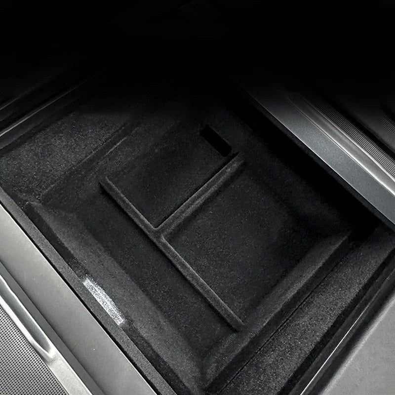 Center Front Storage Box for Tesla Model Y Juniper (2025+) & Model 3 Highland (2024+) | Flocked Interior Organizer with Hidden Magnetic Compartment