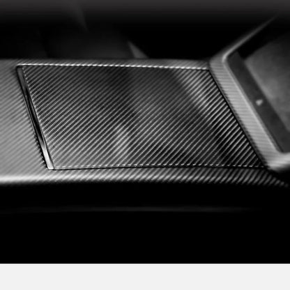 Dry Carbon Fiber Center Console Storage Box Cover Overlay for Tesla Model X / S (2021+) – Glossy or Matte Finish