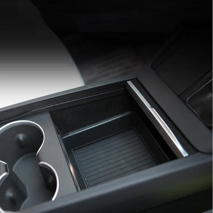 Central Console Armrest Storage Box Kit for Tesla Model Y Juniper & Model 3 Highland | Custom-Fit ABS Organizer with Anti-Slip Silicone Mat