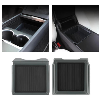 Central Console Armrest Storage Box Kit for Tesla Model Y Juniper & Model 3 Highland | Custom-Fit ABS Organizer with Anti-Slip Silicone Mat
