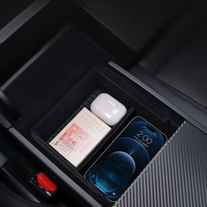Center Console Storage Box for Tesla Model 3 Highland & Model Y Juniper — Upper, Lower & Armrest Organizer Options