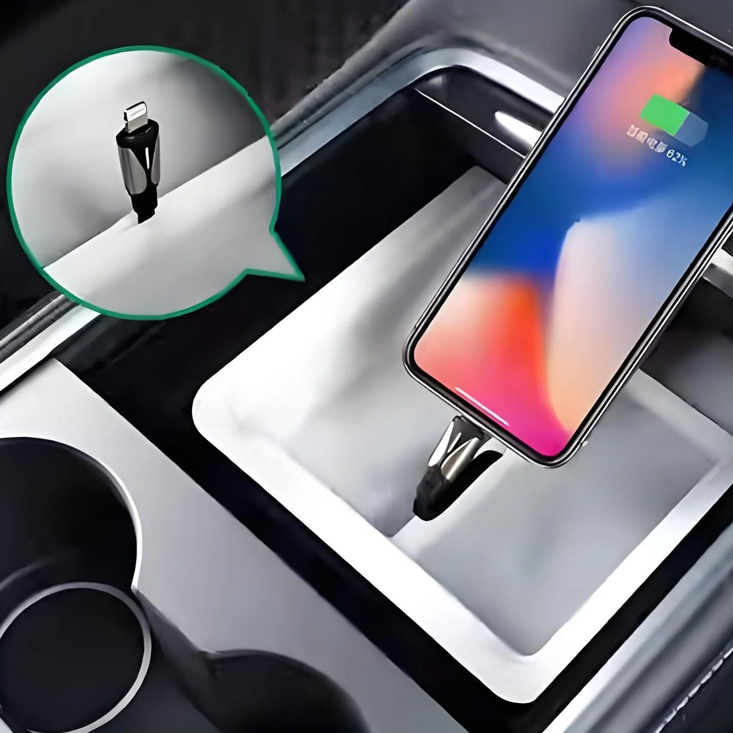 Central Console Storage Box Organizer for Tesla Model 3 & Model Y (Silicone + PC, Precise Fit)