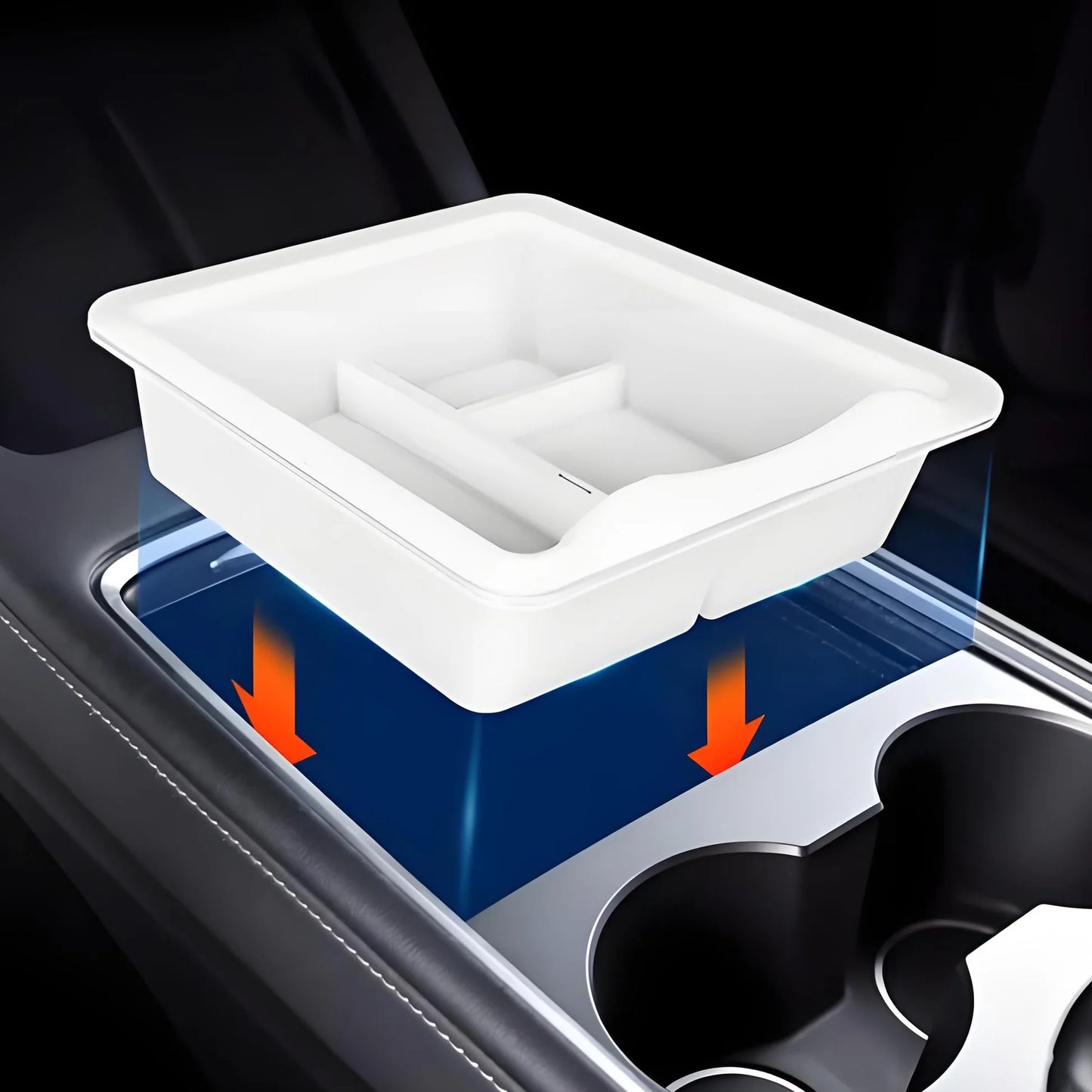 Central Console Storage Box Organizer for Tesla Model 3 & Model Y (Silicone + PC, Precise Fit)