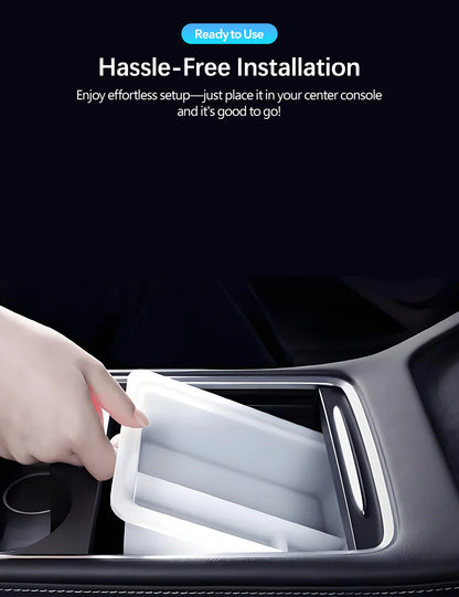 Central Console Storage Box Organizer for Tesla Model 3 & Model Y (Silicone + PC, Precise Fit)