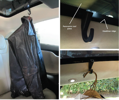 HookUp Coat Hooks for Tesla Model S – Easy Install, No Drilling, Panoramic & All Glass Roof Compatible