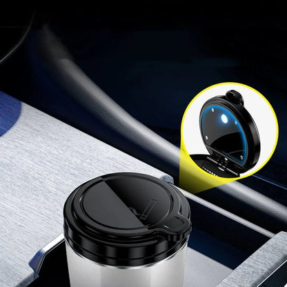 Coffee Mug-Style LED Car Ashtray for Tesla Model 3, Model Y, Model S, Model X Smoke-Proof, Fire-Resistant, Easy-Clean Design