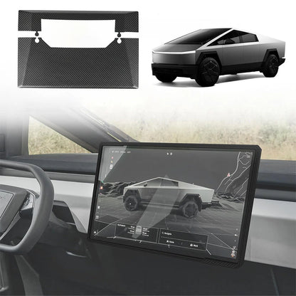 Real Dry Carbon Fiber Display Back Overlay for Tesla Cybertruck (2024+) | Center Screen Rear Cover, Precision Fit, 2-Piece Design
